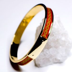 NEW! Chico’s Orange and Goldtone Chain-Print Cuff Bracelet